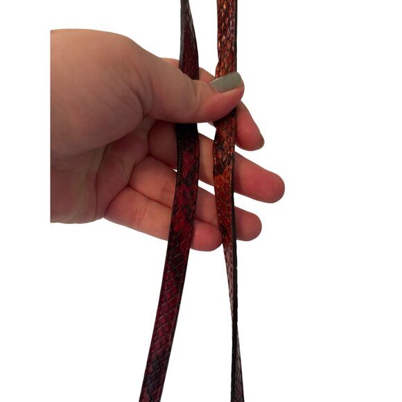 Vintage Lamarthe Italy Snake Print Leather Shoulder Bag Wine Metal Clasp Closure - Picture 10 of 13